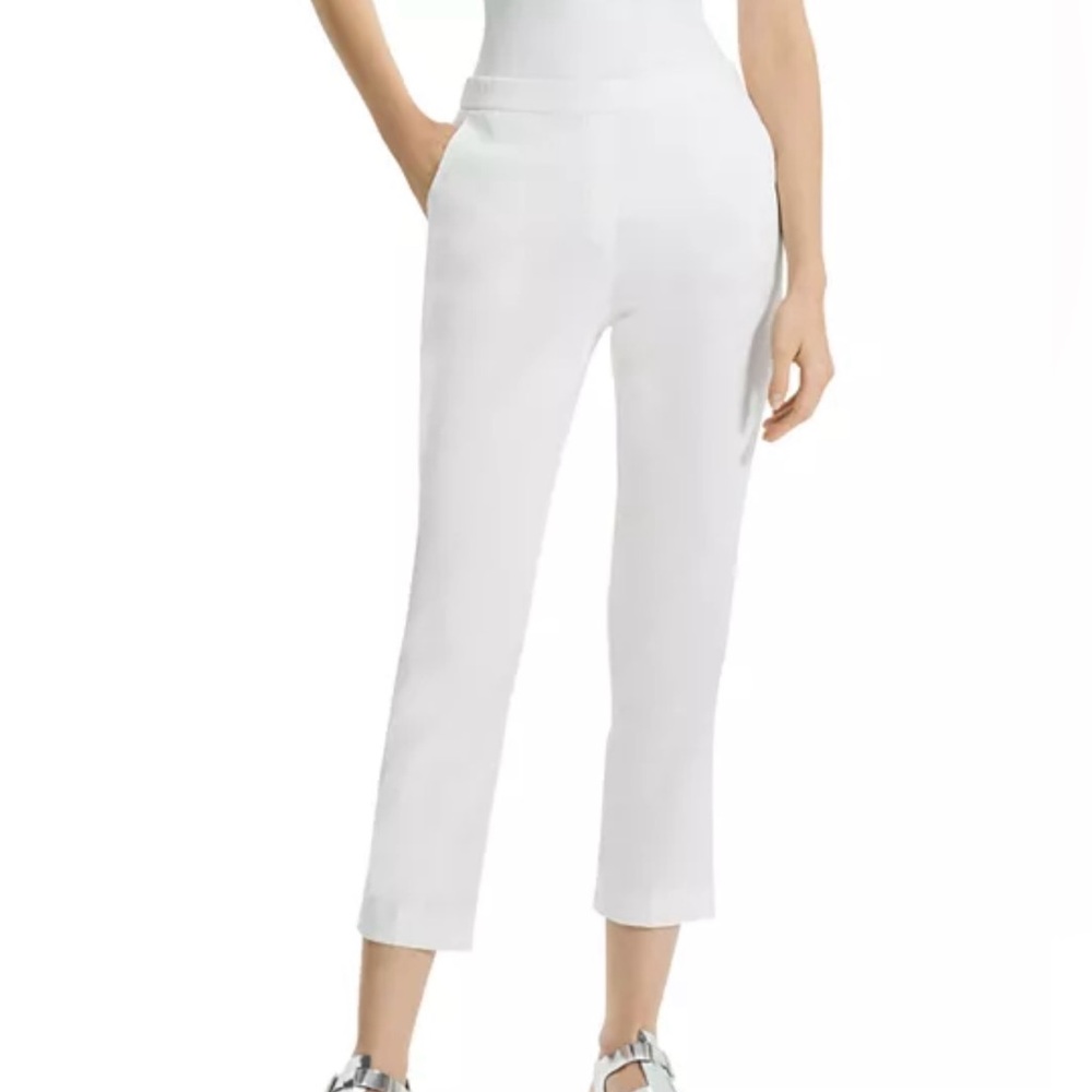 Theory Slim Cropped Crisp WhiteTrousers, Size 2 NWOT